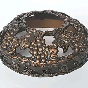 Vtg Grapevine Candle Jar Topper Yankee Candle Copper Metal Vineyard Leaves 1910